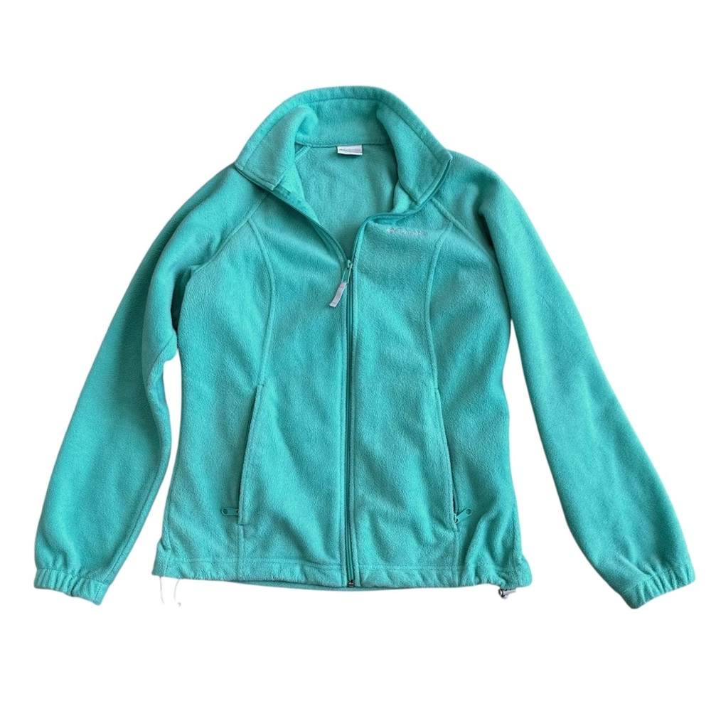 Columbia Mint Green Blue Zip up Sweatshirt with pockets Fleece Women’s Small